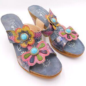 Spring Step L'Artiste Bari Slide Sandal | Boho | Floral | Artsy | EUC | 42/11